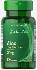 Цинк глюконат, Zinc, Puritan's Pride, 25 мг, 100 таблеток (PTP-12000), фото