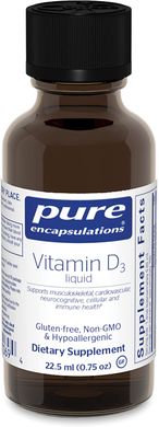 Витамин D3 жидкость, Vitamin D3 liquid, Pure Encapsulations, 22.5 мл (PE-01069), фото