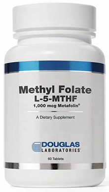 Метілфолат, Methyl Folate (L-5-MTHF), Douglas Laboratories 1000 мкг, 60 таблеток (DOU-03762), фото