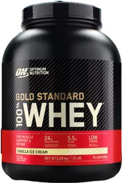 (EU) Optimum Nutrition, Сывороточный протеин, 100% Whey Gold Standard, Ванильное мороженое, 2280 г (OPN-98857), фото