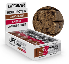 LipoBar, Безлактозний протеїновий батончик, без цукру, шоколад - вишня, 50 г - 20 шт (LIP-48002), фото