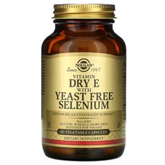 Solgar, Сухой витамин E с селеном без дрожжей, 100 вегетарианских капсул (SOL-03351), фото