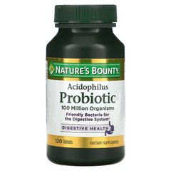 Nature's Bounty, пробиотик с ацидофильными лактобактериями, 120 таблеток (NRT-02610), фото