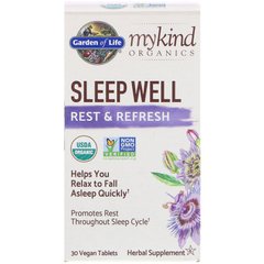 Garden of Life, MyKind Organics, Sleep Well, для міцного сну, відпочинку і відновлення, 30 веганських таблеток (GOL-12189), фото