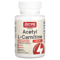 Jarrow Formulas, ацетил-L-карнітин, 500 мг, 60 рослинних капсул (JRW-15037), фото