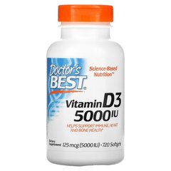 Doctor's Best, Витамин D3, 125 мкг (5000 МЕ), 720 мягких желатиновых капсул (DRB-00363), фото
