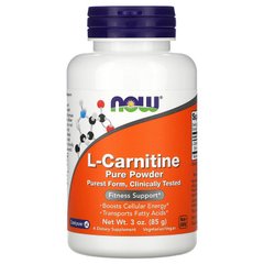 Now Foods, L-карнітин, 635 мг, чистий порошок, 85 г (NOW-00217), фото
