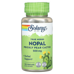 Solaray, True Herbs, нопал, кактус с опунцией, 500 мг, 100 вегетарианских капсул (SOR-12625), фото