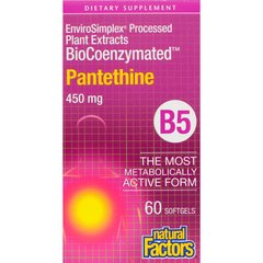 Пантетин, Pantethine, Natural Factors, 450 мг, 60 капсул (NFS-01250), фото