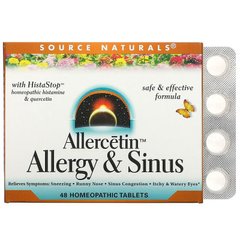 Source Naturals, Allercetin, средство от аллергии и заложенности носа, 48 таблеток (SNS-01196), фото