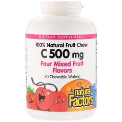 Вітамін С жувальний, C 500 mg, Natural Factors, 180 цукерок (NFS-01336), фото