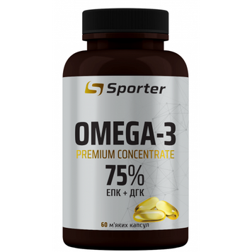 Концентрированная омега-3 75% Sporter Omega 3 Premium Concentrate - 60 мягких капсул, фото