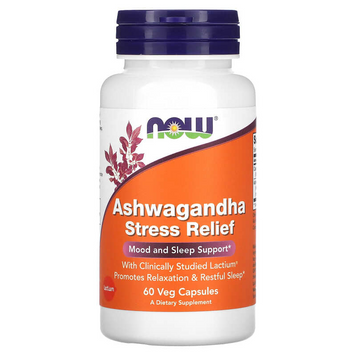 NOW Foods, Ashwagandha Stress Relief, 60 растительных капсул (NOW-02375), фото