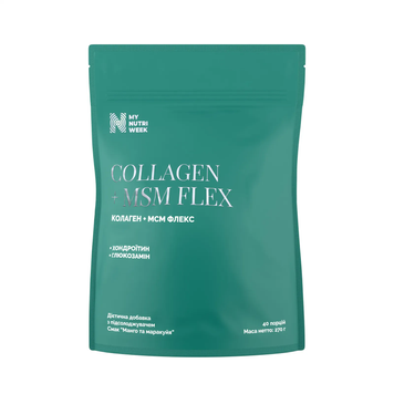 Коллаген + МСМ Флекс, Collagen + MSM Flex, My Nutri Week, с подсластителем, вкус манго и маракуйя, 270 г, фото