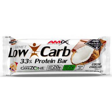 Amix, Батончик с низким содержанием углеводов 33%, Low-Carb 33% Protein Bar, кокосовый шоколад, 60 г - 1/15 (817918), фото