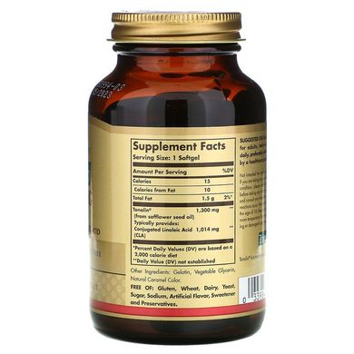 Solgar, Tonalin CLA, конъюгированная линолевая кислота (КЛК), 1300 мг, 60 мягких гелевых капсул (SOL-02714), фото