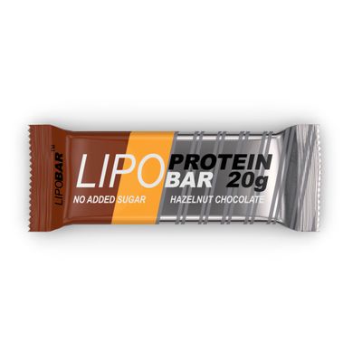 LipoBar, Безлактозний протеїновий батончик, без цукру, шоколад - горіх, 50 г - 1/20 (LIP-196810), фото