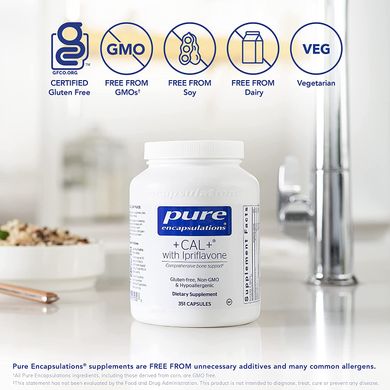 Витамины при остеопорозе +CAL+ Ipriflavone, Pure Encapsulations, 350 капсул (PE-01532), фото