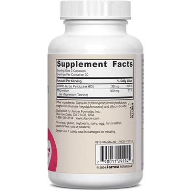 Магний таурат 100 мг Jarrow Formulas Magnesium Taurate - 90 вегетарианских капсул, фото