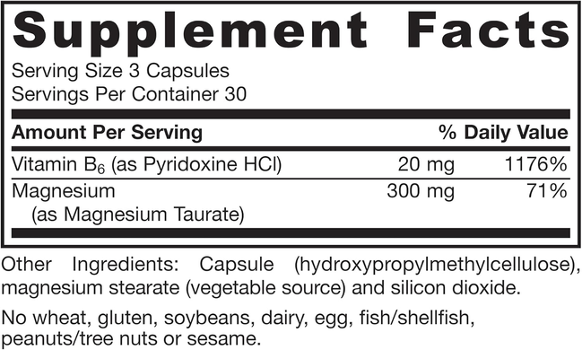 Магний таурат 100 мг Jarrow Formulas Magnesium Taurate - 90 вегетарианских капсул, фото