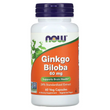 Now Foods, Гинкго билоба, 60 мг, 60 растительных капсул (NOW-04686), фото