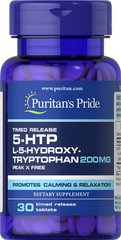 5-HTP (5-гідроксітріптофана) Griffonia Simplicifolia, Puritan's Pride, 200 мг, 30 таблеток (PTP-52800), фото