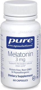 Мелатонін, Melatonin, Pure Encapsulations, 3 мг, 60 капсул (PE-00180), фото