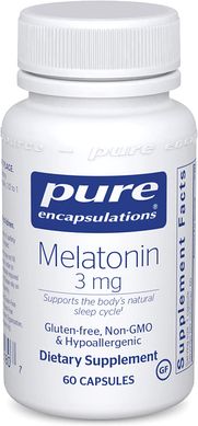 Мелатонін, Melatonin, Pure Encapsulations, 3 мг, 60 капсул (PE-00180), фото