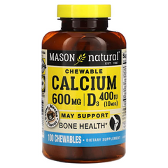 Mason Natural, Chewable Calcium + D3, вкус кофе-мокко, 600 мг, 100 жевательных таблеток (MAV-14031), фото
