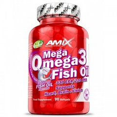 Amix, Mega Omega 3 Fish Oil, 1000 мг (330 мг/220 мг), 90 гелевих капсул (819369), фото