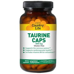 Country Life, Таурин, 500 мг, 100 вегетаріанських капсул (CLF-01406), фото