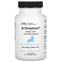 International Veterinary Sciences, Arthramine, добавка з глюкозаміном, для маленьких та середніх собак, 60 жувальних таблеток (IVS-01020), фото