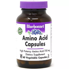Комплекс Аминокислот 750 мг, Amino Acid, Bluebonnet Nutrition, 60 вегетаріанських капсул (BLB-00010), фото