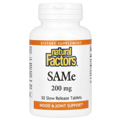 Natural Factors, SAMe, 200 мг, 30 таблеток повільного вивільнення (NFS-02707), фото