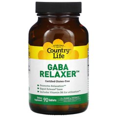 Country Life, GABA Relaxer, ГАМК, 100 мг, 90 таблеток (CLF-01502), фото