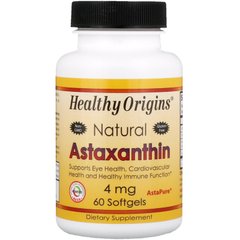 Healthy Origins, Астаксантин, 4 мг, 60 желатинових капсул (HOG-84913), фото