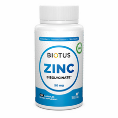 Biotus, Цинк бісгліцінат, Zinc Bisglycinate, 50 мг, 100 капсул (BIO-530562), фото