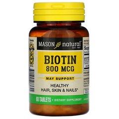 Mason Natural, Біотин, 800 мкг, 60 таблеток (MAV-07365), фото