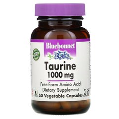 Таурин, Bluebonnet Nutrition, 1000 мг, 50 вегетарианских капсул (BLB-00087), фото