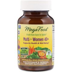 MegaFood, Multi for Women 40+, комплекс вітамінів та мікроелементів для жінок старше 40 років, 60 таблеток (MGF-10321), фото