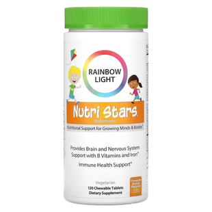 Rainbow Light, Nutri Stars, мультивітаміни, зі смаком ананаса та апельсина, 120 жувальних таблеток (RLT-10544), фото