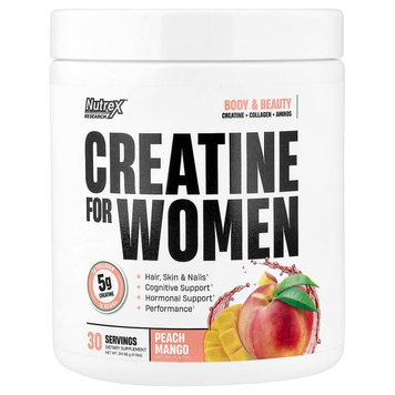 Креатин для женщин + BCAA 2:1:1 + пептиды коллагена + гиалуроновая кислота Nutrex Research Creatine Monohydrate | персик + манго - 314,98 г, фото