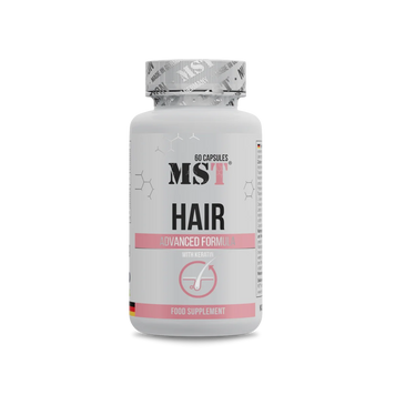 MST, Hair Advanced formula, розширена формула для волосся з кератином, 60 капсул (MST-16588, фото