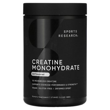 Креатин моногидрат Sports Research Creatine Monohydrate | без вкуса - 500 г, фото