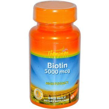 Биотин, Biotin, Thompson, 5000 мкг, 60 капсул (THO-19544), фото