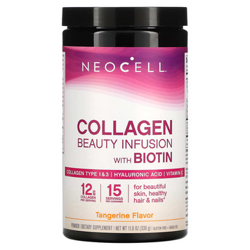 Neocell, Beauty Infusion, колаген з біотином, суміш для приготування напою, мандарин, 330 г (NEL-12943), фото