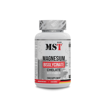 Магній бісгліцинат 90,2 мг + B6 MST Magnesium Bisglycinate + B6 - 90 капсул, фото