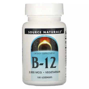 Source Naturals, Витамин B12, Цианокобаламин, 2000 мкг, 50 леденцов (SNS-00417), фото