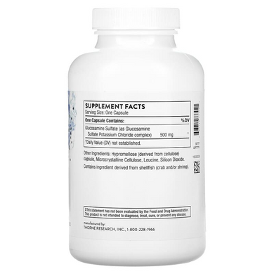 Глюкозамин сульфат Thorne Glucosamine Sulfate - 500 мг, 180 капсул, фото
