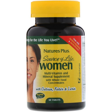 Мультивітаміни для жінок, Multi-Vitamin and Mineral, Nature's Plus, Source of Life, 60 таблеток, (NAP-03095), фото